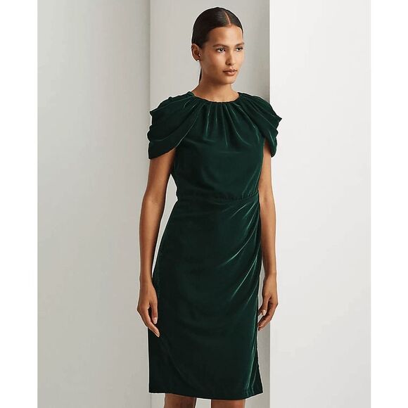 Lauren Ralph Lauren Dresses & Skirts - Lauren Ralph Lauren Women's Velvet Swag-Sleeve Cocktail Dress - Deep Pine 12